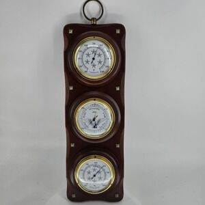 Vintage Jason Weather Station Wood Wall Plaque Barometer Thermometer Hygrometer